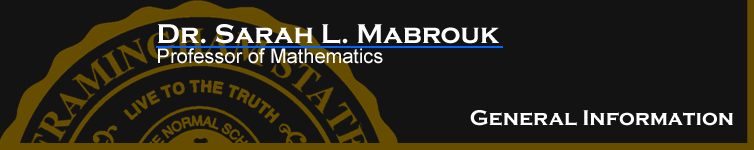 Sarah L. Mabrouk's General Information Page.  Please left-click to go to the home page.