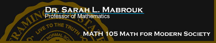 Sarah L. Mabrouk's MATH 105 Math for Modern Society.  Left-click to go to the home page.
